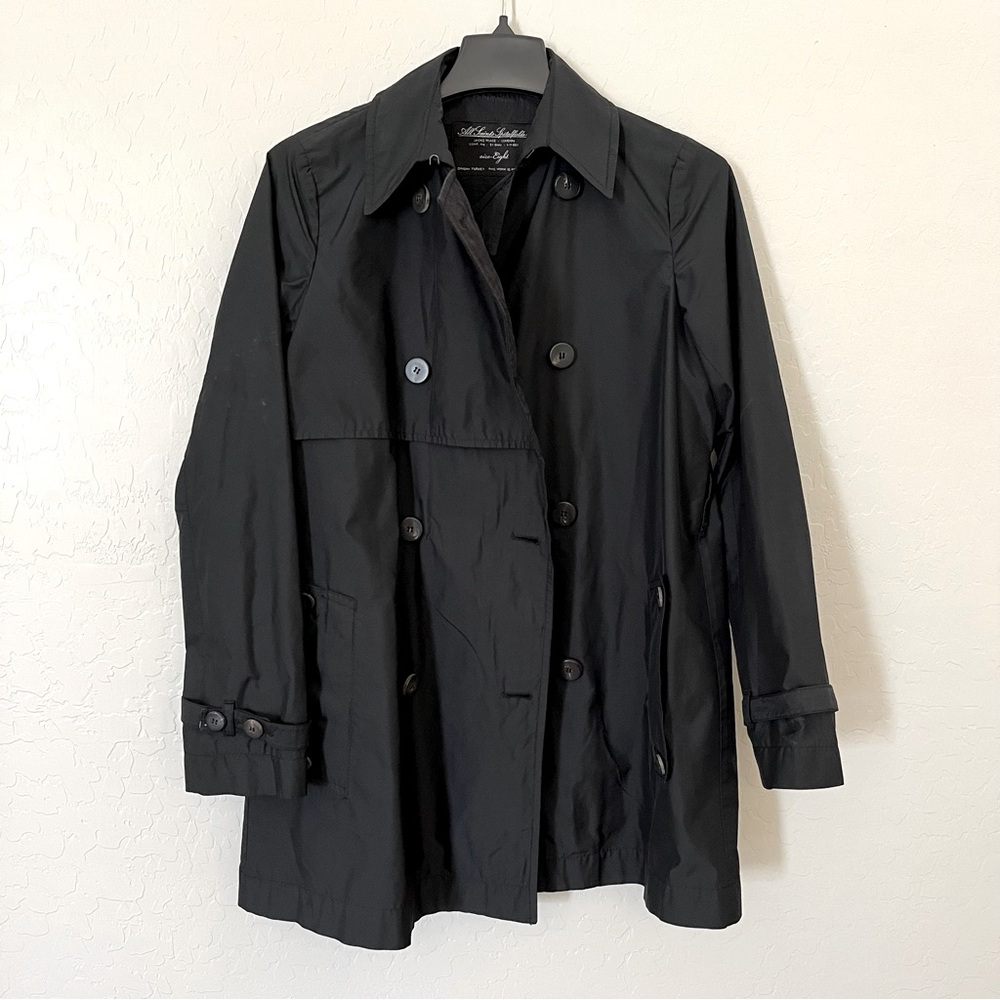 All Saints Black Double-Breasted Trench Coat